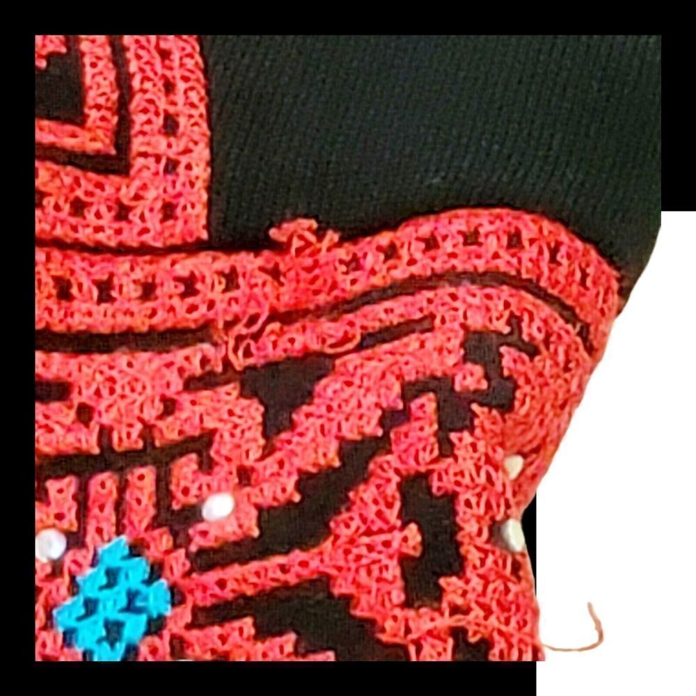 Beautiful Red and Black Embroidery Palestinian Girl Dress Thobe Tatreez Heritage - Picture 7 of 10